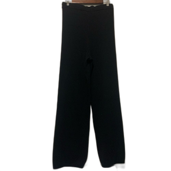 Anthropologie Flat White black ribbed knit elastic waist lounge pants size l - Picture 6 of 6